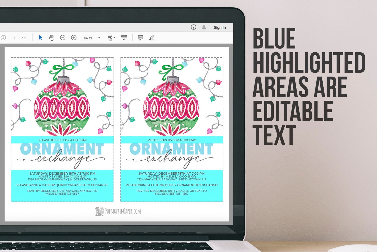 Printable Ornament Exchange Invitation Holiday Ornament | Etsy