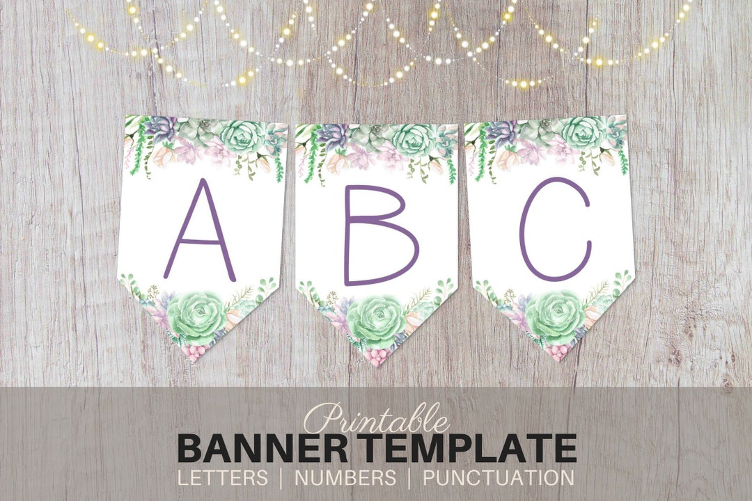 Printable Banner Template Watercolor Succulents Editable Etsy Printable Banner Template Watercolor Succulents Editable Etsy