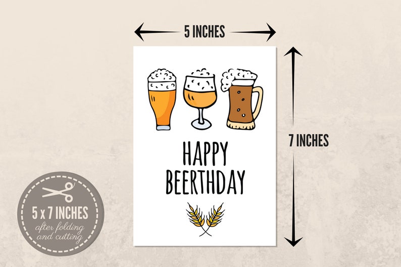 Printable Birthday Card Instant Download PDF Beer Birthday | Etsy