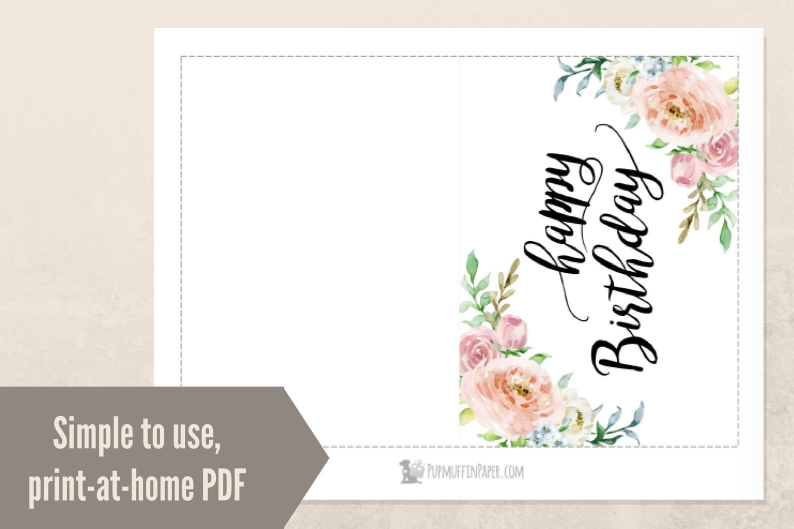 Printable Birthday Card Instant Download PDF Cute Watercolor | Etsy