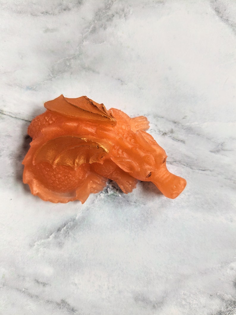 Dragon Soap, Baby Dragon Soap, Dragon Lover Gift, Baby Shower Gift, Dungeons and Dragons, Party Favors, Animal Soaps Orange