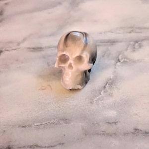 Skull Soap, Soap in a Basket, Halloween Gift, Vegan, Made in Wisconsin Black White Marble