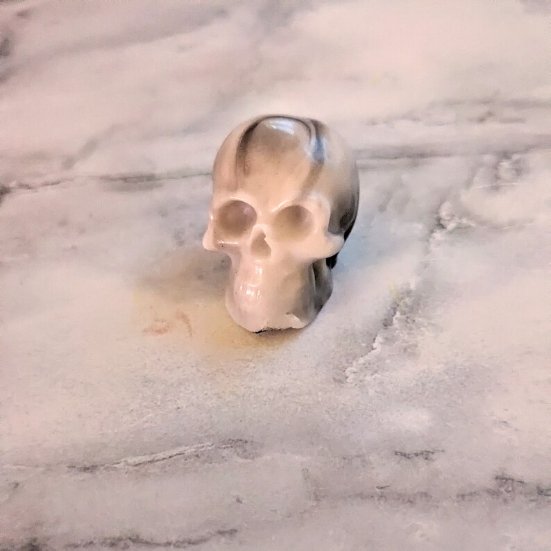 Skull Soap, Soap in a Basket, Halloween Gift, Vegan, Made in Wisconsin Black White Marble