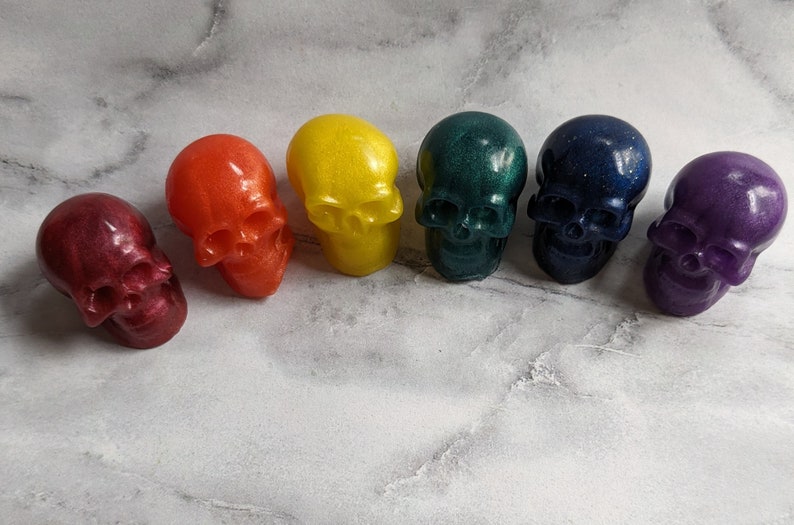 Skull Soap, Soap in a Basket, Halloween Gift, Vegan, Made in Wisconsin Rainbow