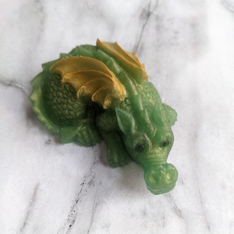 Dragon Soap, Baby Dragon Soap, Dragon Lover Gift, Baby Shower Gift, Dungeons and Dragons, Party Favors, Animal Soaps Lizard Green