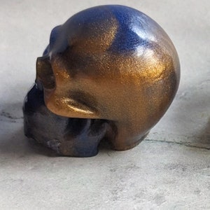 Skull Soap, Soap in a Basket, Halloween Gift, Vegan, Made in Wisconsin Lapis Blue n Gold