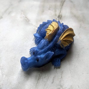 Dragon Soap, Baby Dragon Soap, Dragon Lover Gift, Baby Shower Gift, Dungeons and Dragons, Party Favors, Animal Soaps Indigo Blue