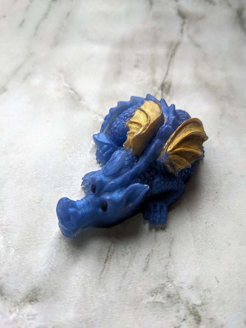 Dragon Soap, Baby Dragon Soap, Dragon Lover Gift, Baby Shower Gift, Dungeons and Dragons, Party Favors, Animal Soaps Indigo Blue