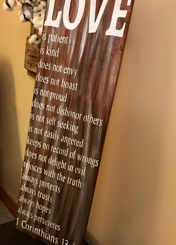 Liefde Is Geduldig Liefde Is Vriendelijk Korintiërs 13 Handgemaakte Rustieke Groot Houten Bord