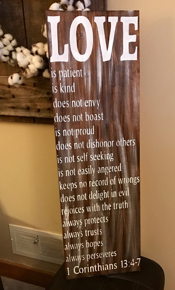 Liefde Is Geduldig Liefde Is Vriendelijk Korintiërs 13 Handgemaakte Rustieke Groot Houten Bord