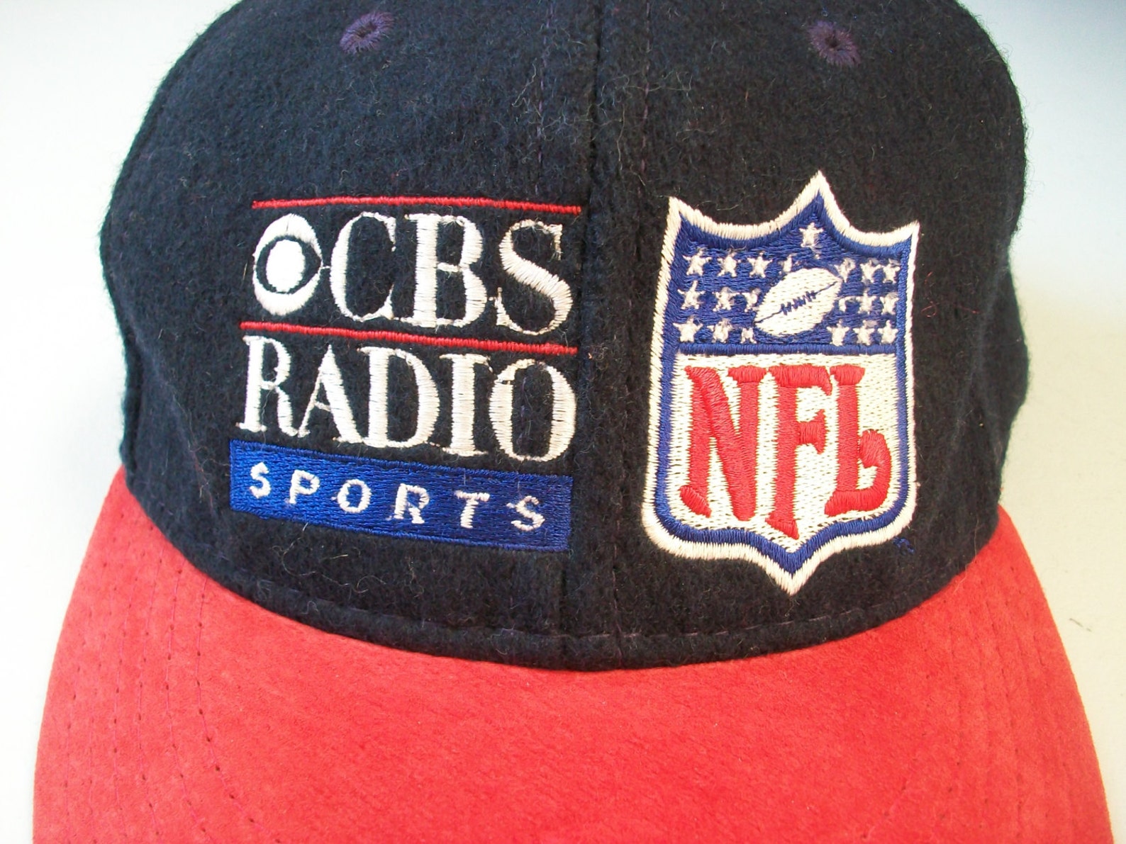Vintage CBS Hat CBS Radio Sports NFL Football Cap Navy & Red Etsy