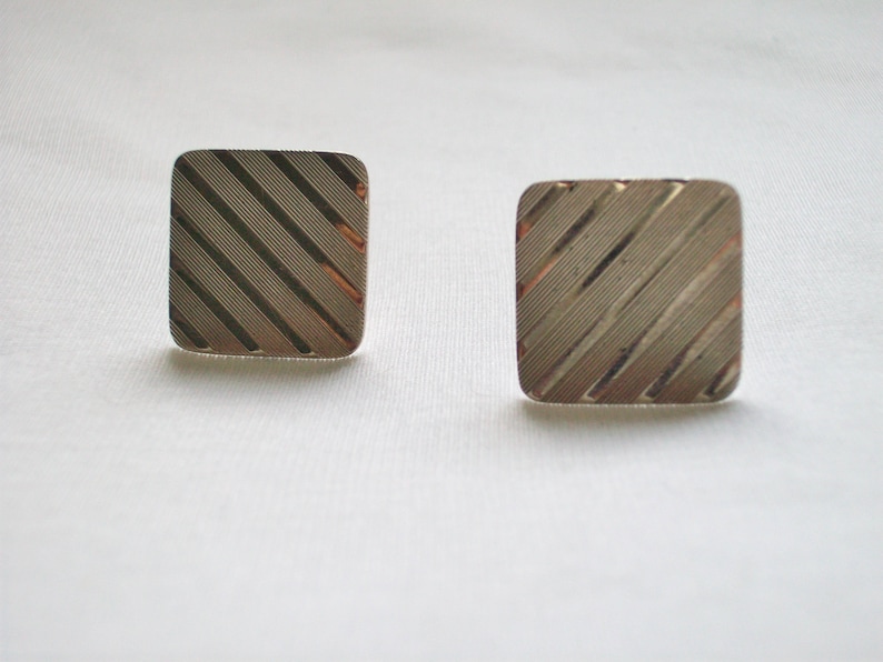 Square Lines Cuff Links Vintage Men/'s Silver Tone Ridged Ribbed Square Cufflinks Diagonal Lines Cuff Links Men/'s Vintage Jewelry
