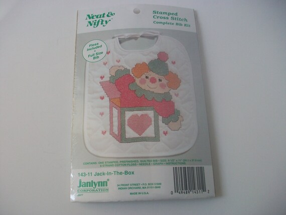 Neat /& Nifty Stamped Cross Stitch Complete Bib Kit #143-11 Jack-In-The-Box