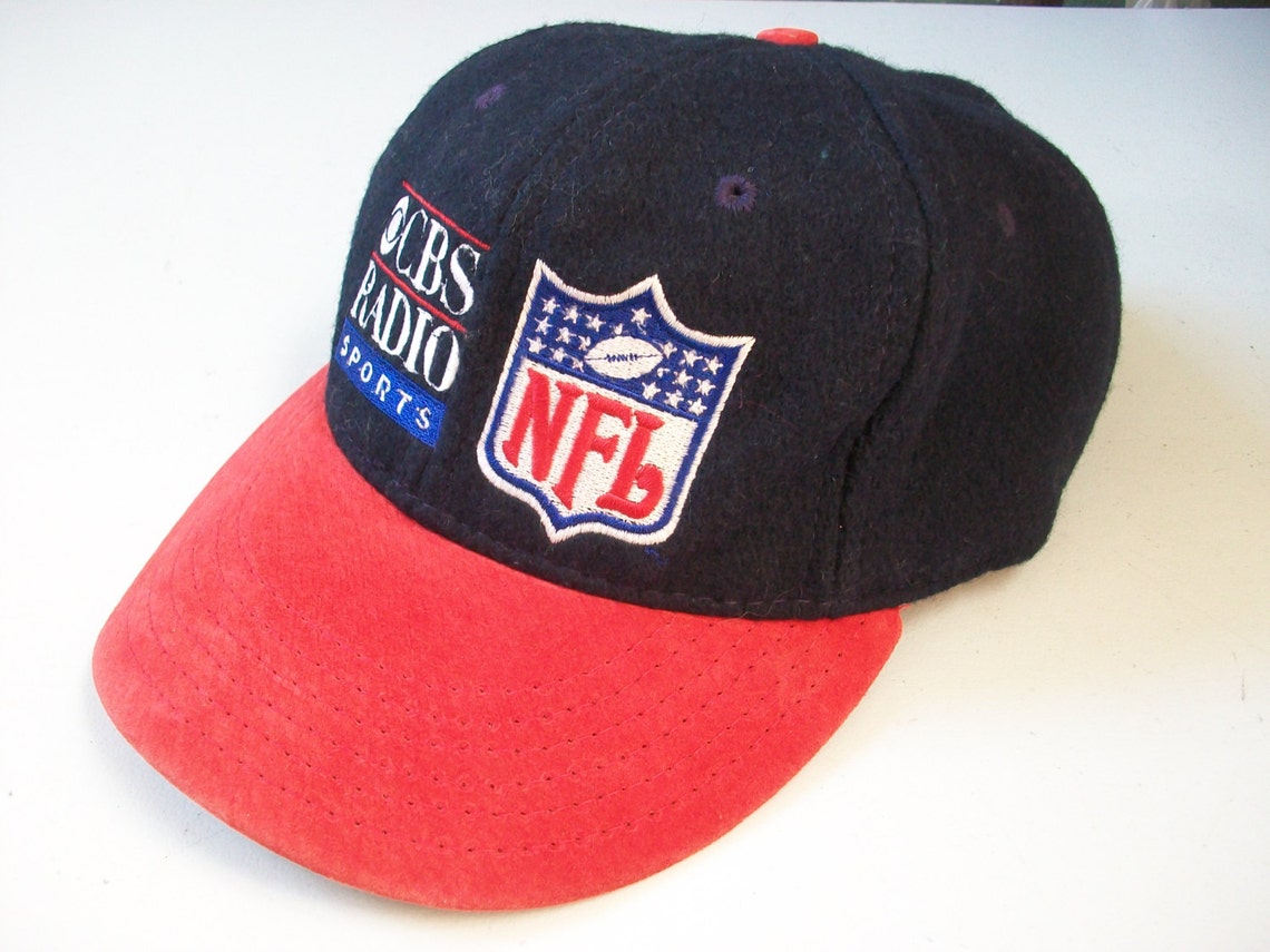 Vintage CBS Hat CBS Radio Sports NFL Football Cap Navy & Red | Etsy
