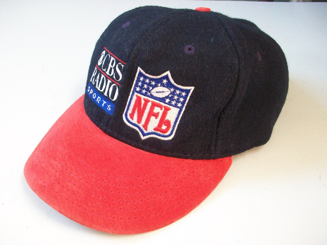 Vintage CBS Hat CBS Radio Sports NFL Football Cap Navy & Red Etsy