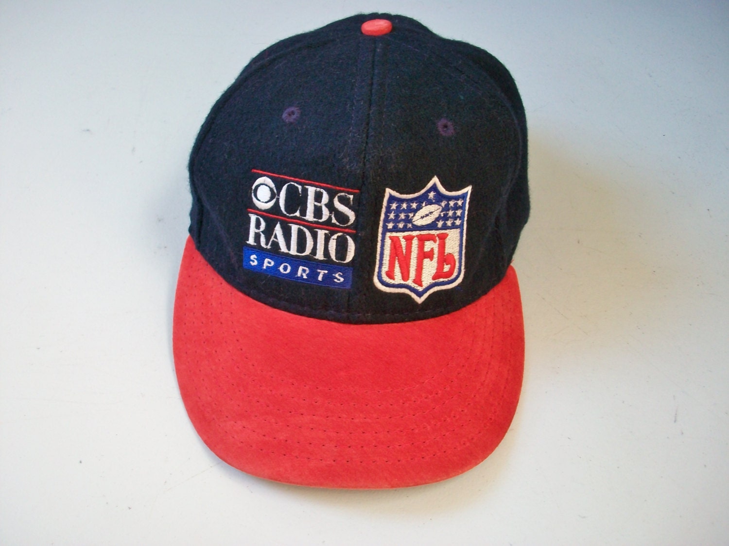 Vintage CBS Hat CBS Radio Sports NFL Football Cap Navy & Red Etsy