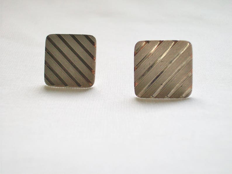Square Lines Cuff Links Vintage Men/'s Silver Tone Ridged Ribbed Square Cufflinks Diagonal Lines Cuff Links Men/'s Vintage Jewelry