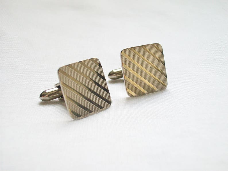 Square Lines Cuff Links Vintage Men/'s Silver Tone Ridged Ribbed Square Cufflinks Diagonal Lines Cuff Links Men/'s Vintage Jewelry