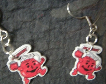 Running Pitcher Red Drink Mix Man inspired Dangle Pierced  Earrings , Oh Yeah