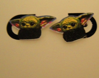 Baby Child Alien inspired Pierced Earrings, handmade jewelry