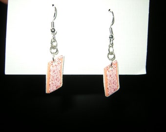 Toaster Pastry Pop Tart inspired DANGLE Style Pierced Earrings Breakfast Foodie Earrings