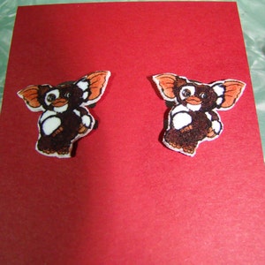 Brown & White Fuzzy Pointed Ear Character Earrings gremlin inspired image 1