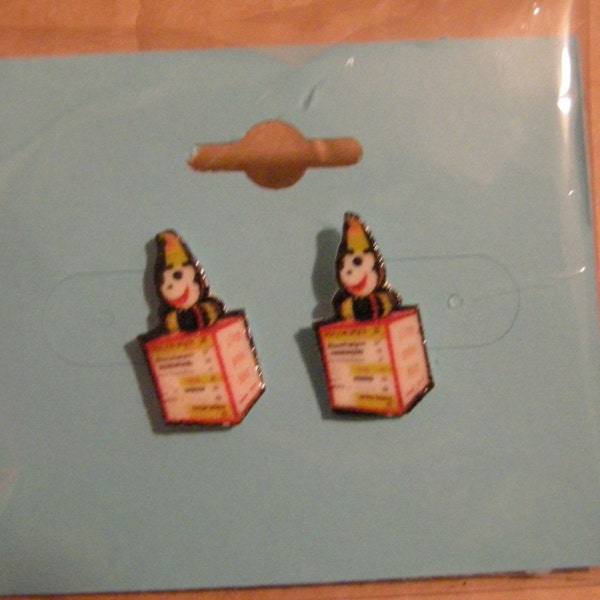 Vintage Jack n the Box Drive thru Clown Menu inspired Pierced Earrings handmade jewelry