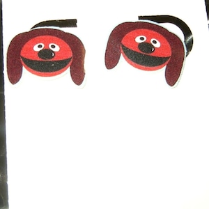 Dog Rowlf character inspired pierced earrings, handmade jewelry
