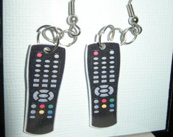 Remote Control Pierced Earrings, Dangle Style, TV Clicker, handmade jewelry