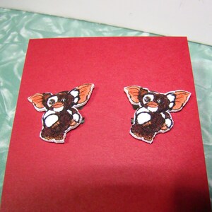 Brown & White Fuzzy Pointed Ear Character Earrings gremlin inspired image 2