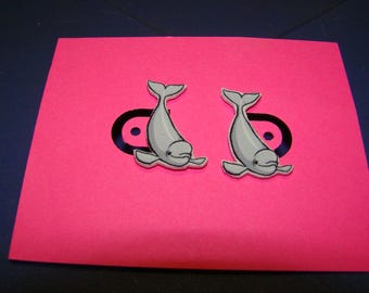 Beluga Pierced Earrings Dolphin Whale Sea Life inspired Jewelry
