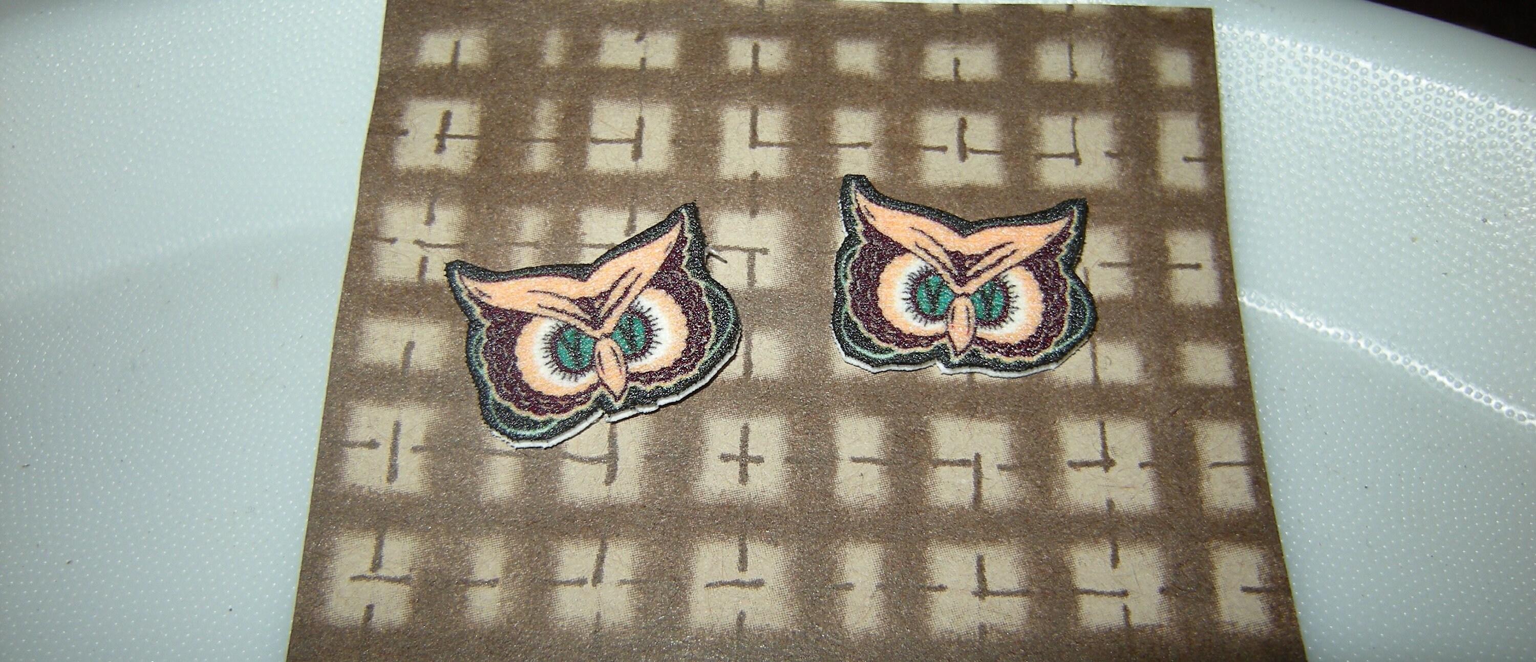 Owl Face Vintage Halloween Mask inspired  Pierced Earrings, handmade jewelry