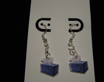 Box of Tissue Dangle Style Pierced Earrings, handmade jewelry