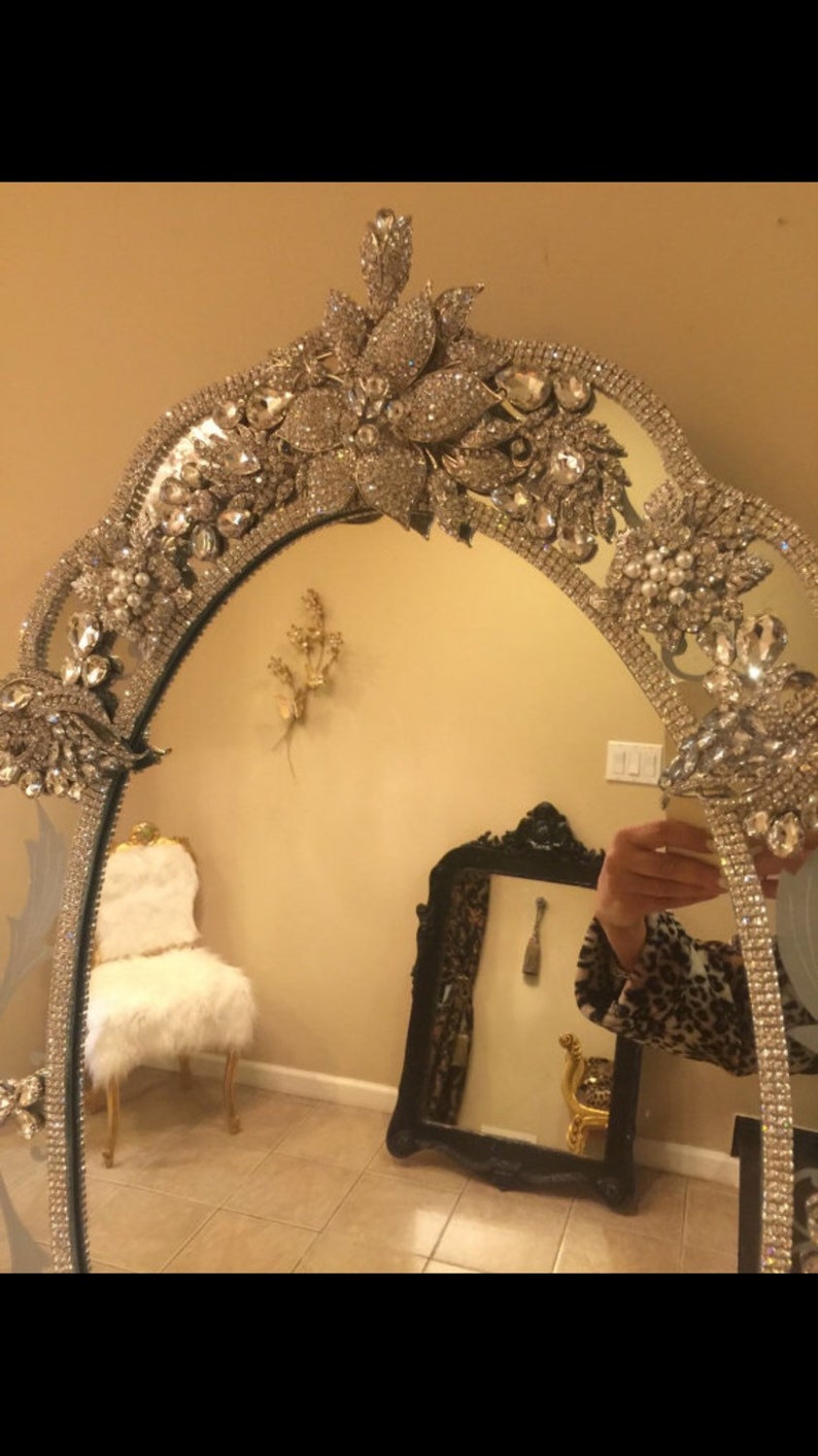 Rhinestone wall mirror custom Etsy