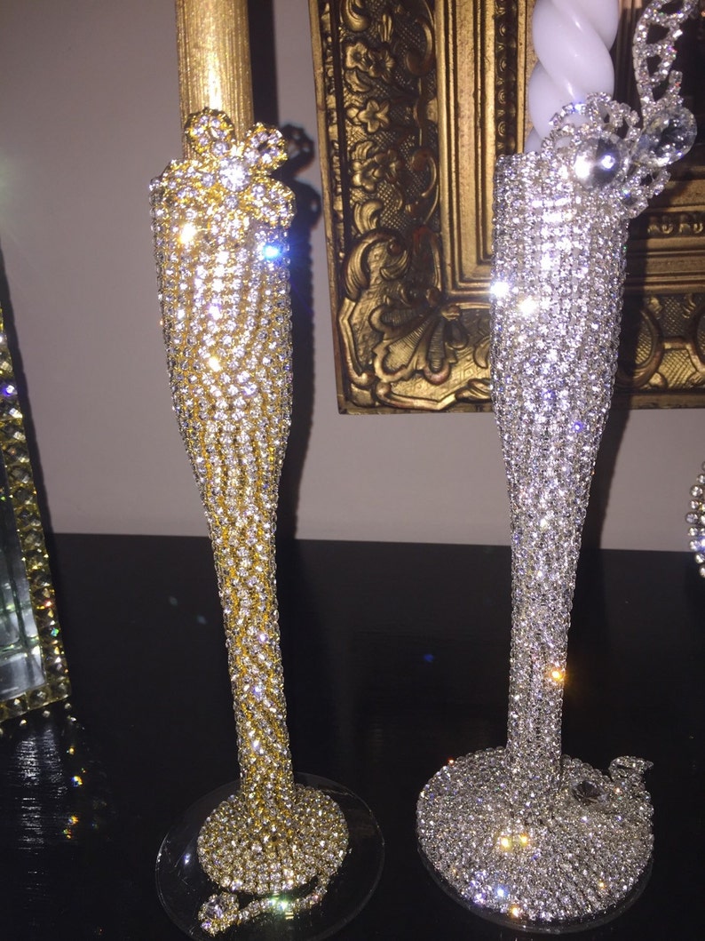 Rhinestone candle holder Etsy