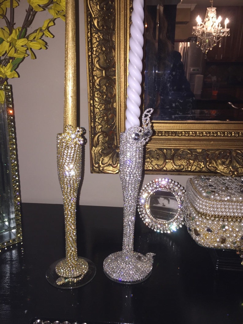 Rhinestone candle holder Etsy