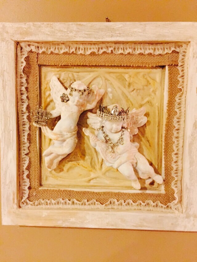 Shabby chic cherub wall decor Etsy
