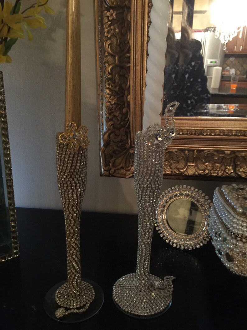 Rhinestone candle holder Etsy