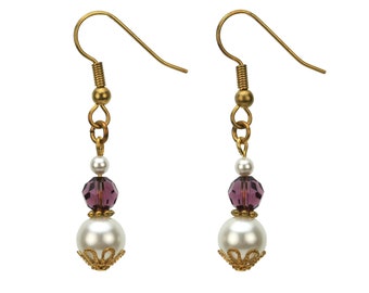 Gold February Amethyst Birthstone Earrings