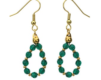 Emerald Gold May Birthstone Earrings