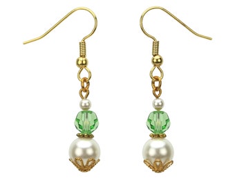 Gold August Peridot Birthstone Earrings