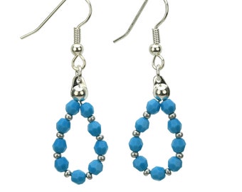 Turquoise Silver December Birthstone Earrings