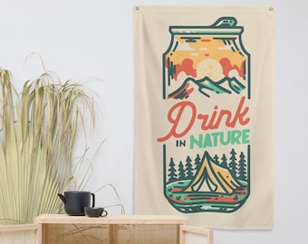 Drink in Nature Flag: Cabin Decor, Camping Outdoors (3x5 Polyester)