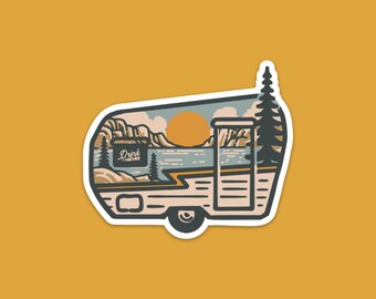 Wanderlust Trailer Sticker: Nature Scene Vinyl Decal