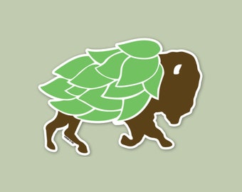 Hop Buffalo Vinyl Sticker: Craft Beer, Wilderness Lifestyle