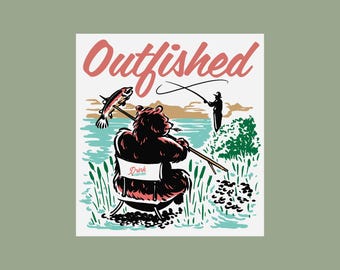 Outfished Grizzly Bear Sticker: Handdrawn Vinyl Fisherman Art
