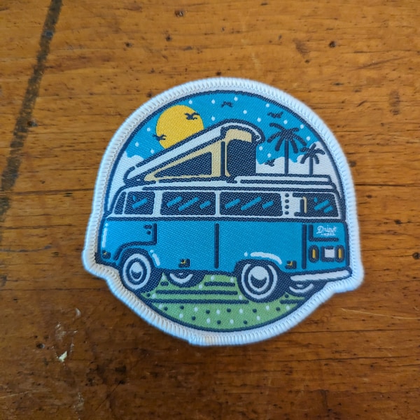 Pop Up Bus Patch, Camping Patch, Iron on Patch, Woven Patch, Pop Up Camper Patch, Patch Collector, Retro Van Patch