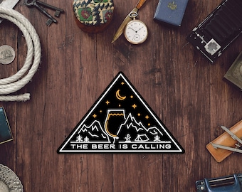 Beer is Calling Sticker: Craft Beer, Mountains, Triangle Vinyl