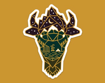 Geometric Buffalo Camping Vinyl Sticker - Weatherproof Nature Art