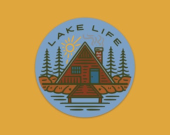 Lake Life Sticker, Lake Sticker, Circle Sticker, Weatherproof Sticker, Laptop Sticker, Souvenir Sticker | FREE SHIPPING